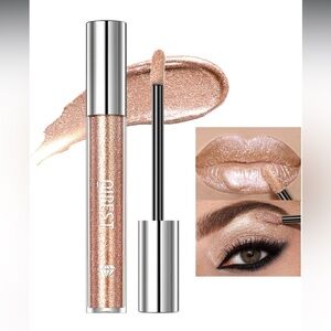NWT Pack of 2 Diamond Liquid Lip Gloss Glitter Shimmer Lip Glaze Eyeshadow Gold